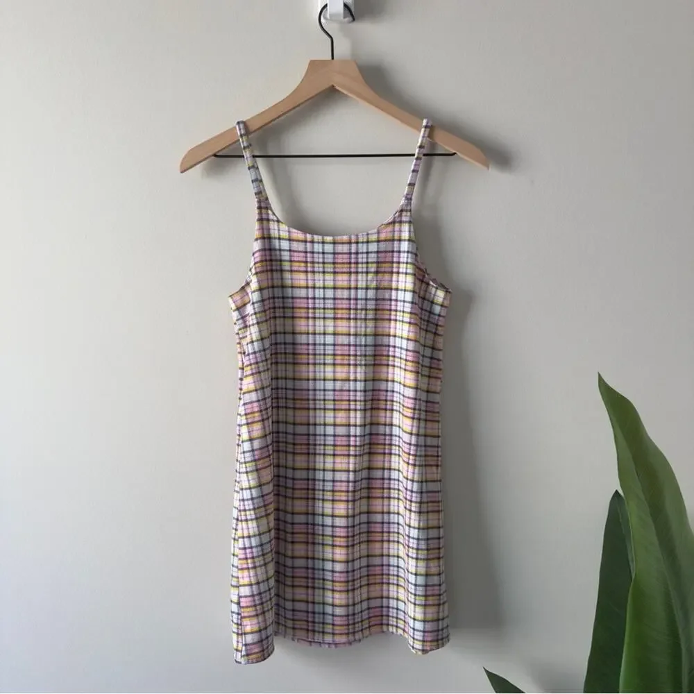 Justice Multicolor Plaid Slip Dress Spaghettie Strap Y2K Retro Colorful Pastel